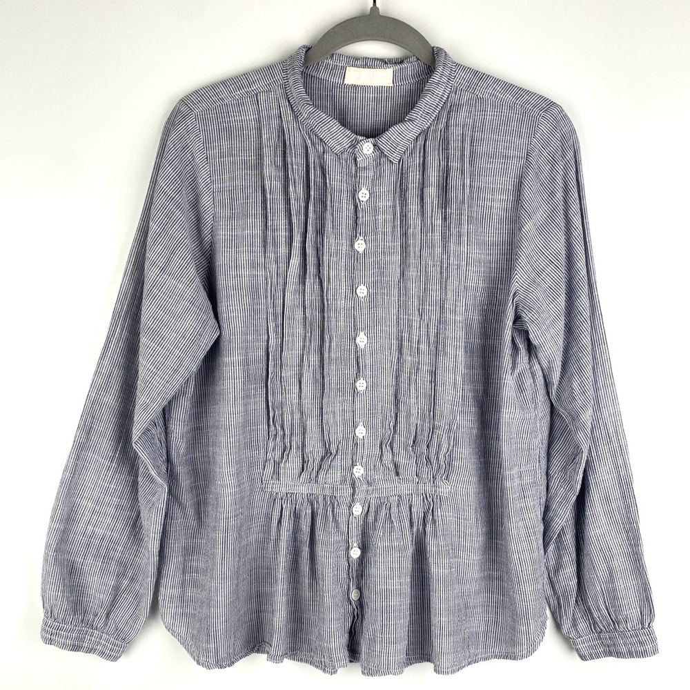 CP Shades Striped Cotton Button-Front Blouse